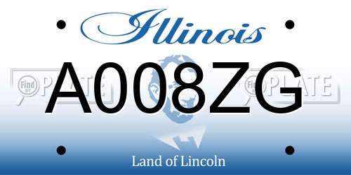 A008ZG Illinois License Plate