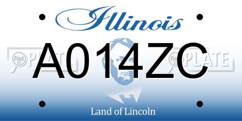 A014ZC Illinois License Plate