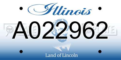 A022962 Illinois License Plate