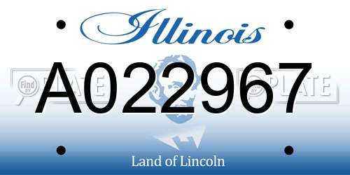 A022967 Illinois License Plate