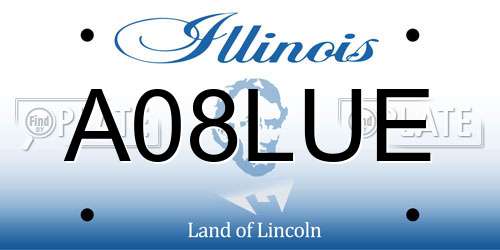 A08LUE Illinois License Plate