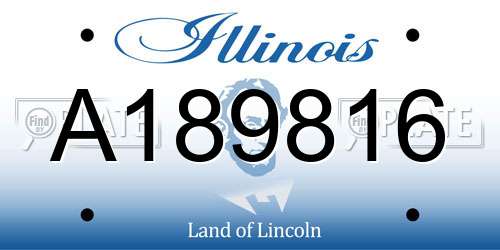 A189816 Illinois License Plate