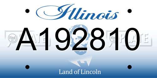 A192810 Illinois License Plate