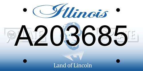 A203685 Illinois License Plate