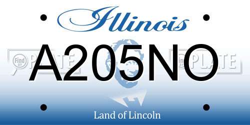 A205NO Illinois License Plate
