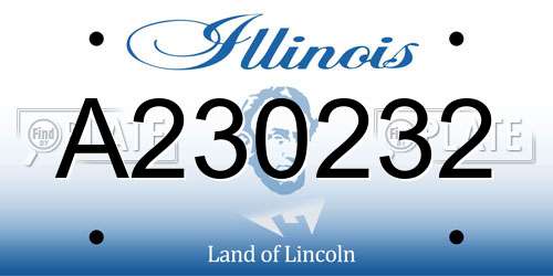 A230232 Illinois License Plate