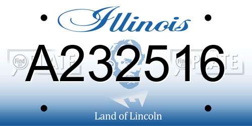 A232516 Illinois License Plate