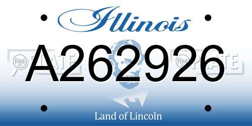A262926 Illinois License Plate
