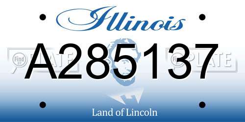 A285137 Illinois License Plate