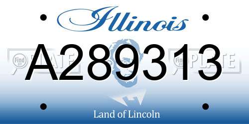 A289313 Illinois License Plate