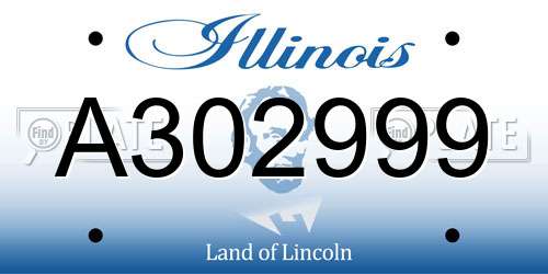 A302999 Illinois License Plate