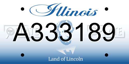 A333189 Illinois License Plate