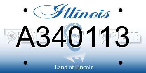 A340113 Illinois License Plate