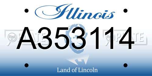 A353114 Illinois License Plate
