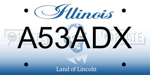 A53ADX Illinois License Plate
