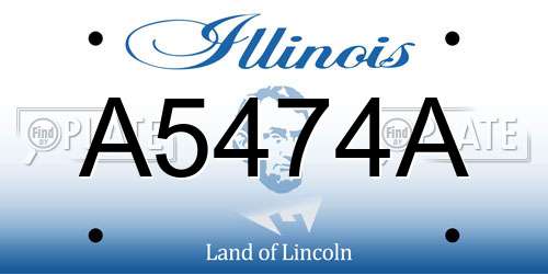 A5474A Illinois License Plate