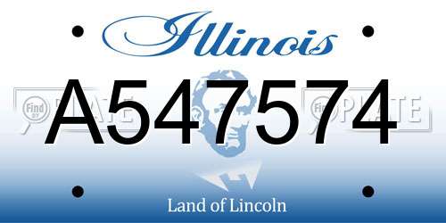 A547574 Illinois License Plate