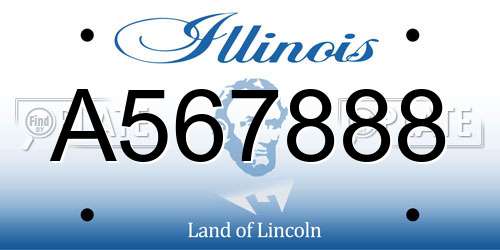 A567888 Illinois License Plate