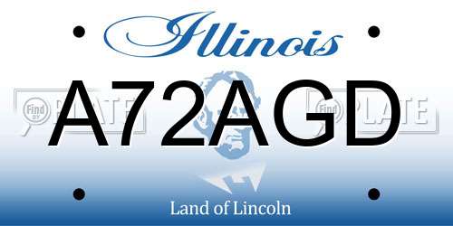 A72AGD Illinois License Plate