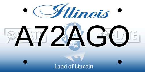 A72AGO Illinois License Plate