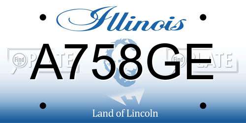 A758GE Illinois License Plate