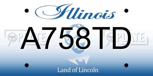 A758TD Illinois License Plate
