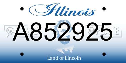 A852925 Illinois License Plate