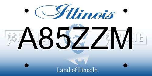 A85ZZM Illinois License Plate