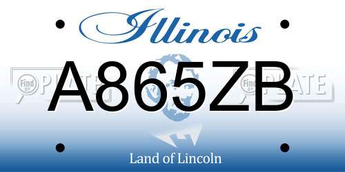 A865ZB Illinois License Plate