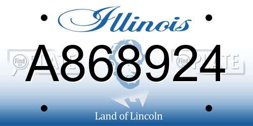 A868924 Illinois License Plate