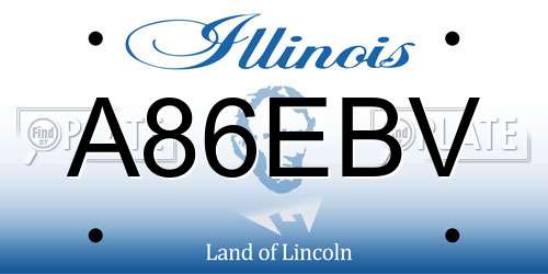 A86EBV Illinois License Plate