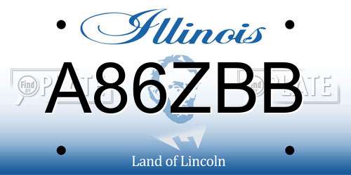 A86ZBB Illinois License Plate