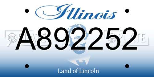A892252 Illinois License Plate