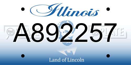 A892257 Illinois License Plate