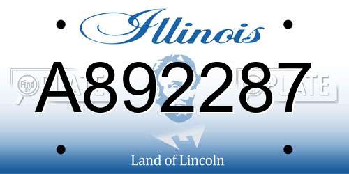 A892287 Illinois License Plate