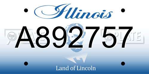 A892757 Illinois License Plate