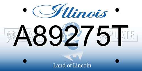 A89275T Illinois License Plate