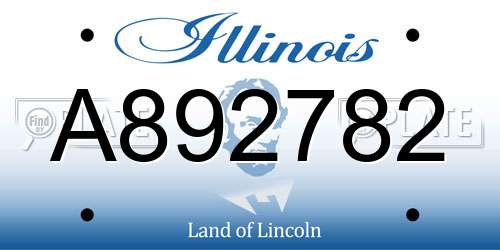 A892782 Illinois License Plate
