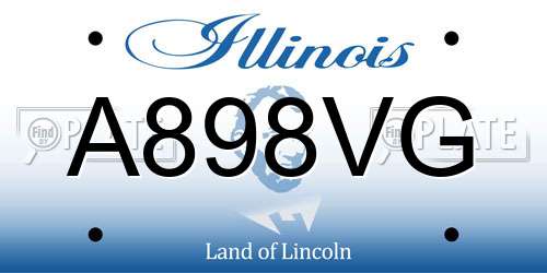 A898VG Illinois License Plate