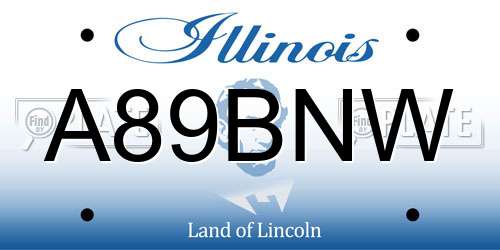 A89BNW Illinois License Plate