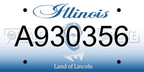 A930356 Illinois License Plate