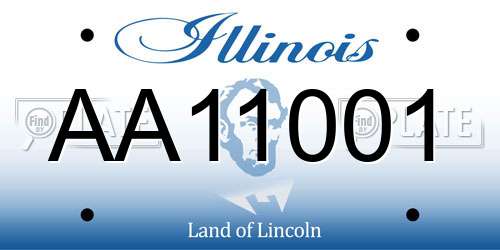 AA11001 Illinois License Plate