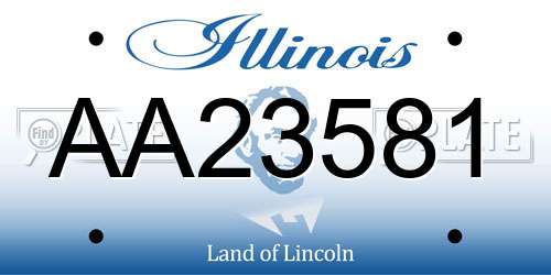 AA23581 Illinois License Plate