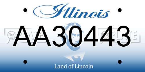 AA30443 Illinois License Plate