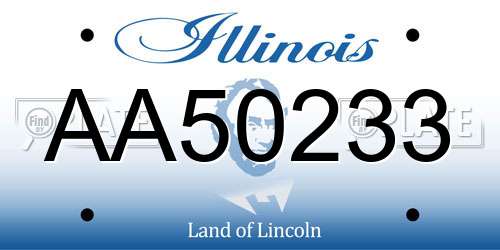AA50233 Illinois License Plate