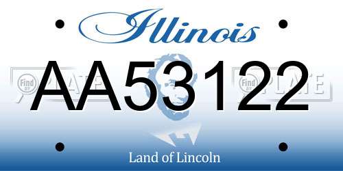 AA53122 Illinois License Plate