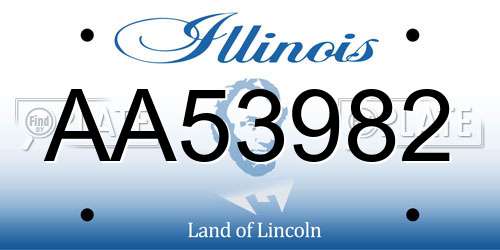 AA53982 Illinois License Plate