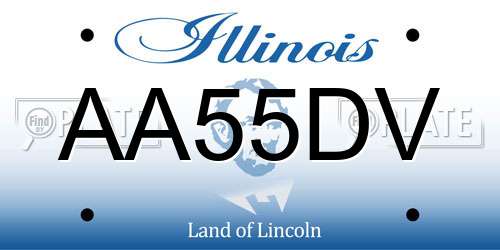 AA55DV Illinois License Plate