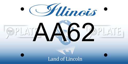 AA62 Illinois License Plate