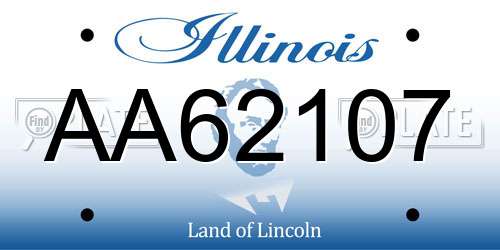 AA62107 Illinois License Plate